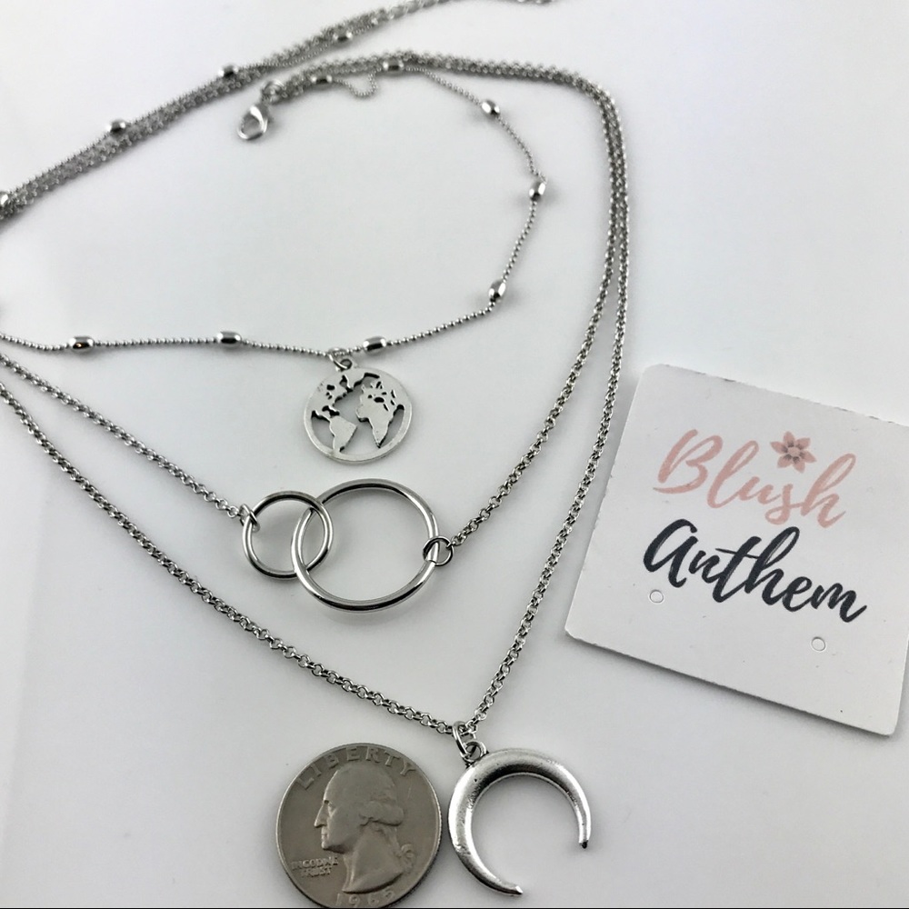 3 for $25⚡️map double circle moon necklace - Picture 6 of 7